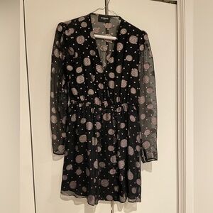 The Kooples Black polka-dot silk dress
